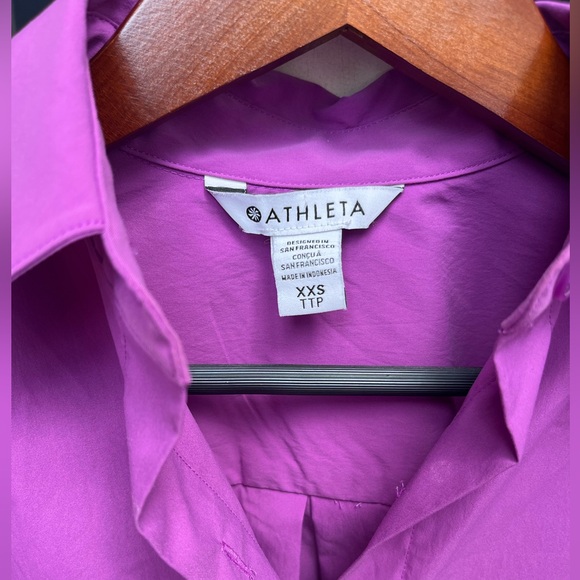 ATHLETA - Oversized Poplin Button-Up Blouse Top in Jazzy Purple size XXS - Picture 7 of 8